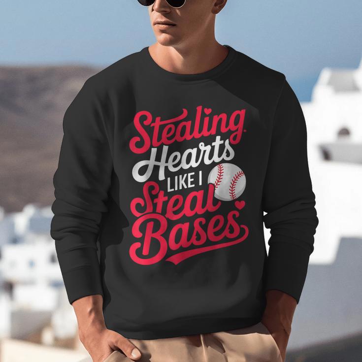 Stealing Hearts Like I Steal Bases Cute Baseball Boys Unisex Sweatshirt