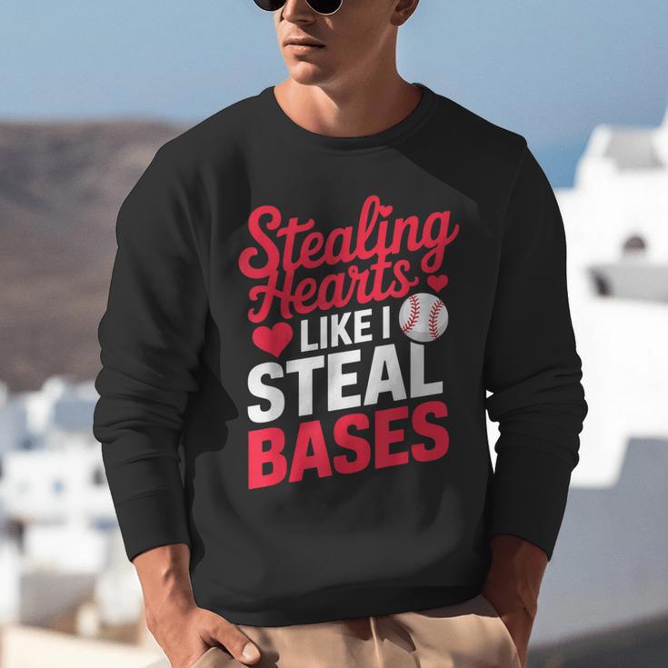 Stealing Hearts Like I Steal Bases Cute Baseball Valentine Unisex Sweatshirt