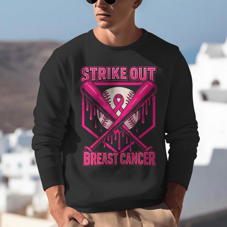 Strike Out Breast Cancer Baseball Ice Cream Drip Unisex Sweatshirt