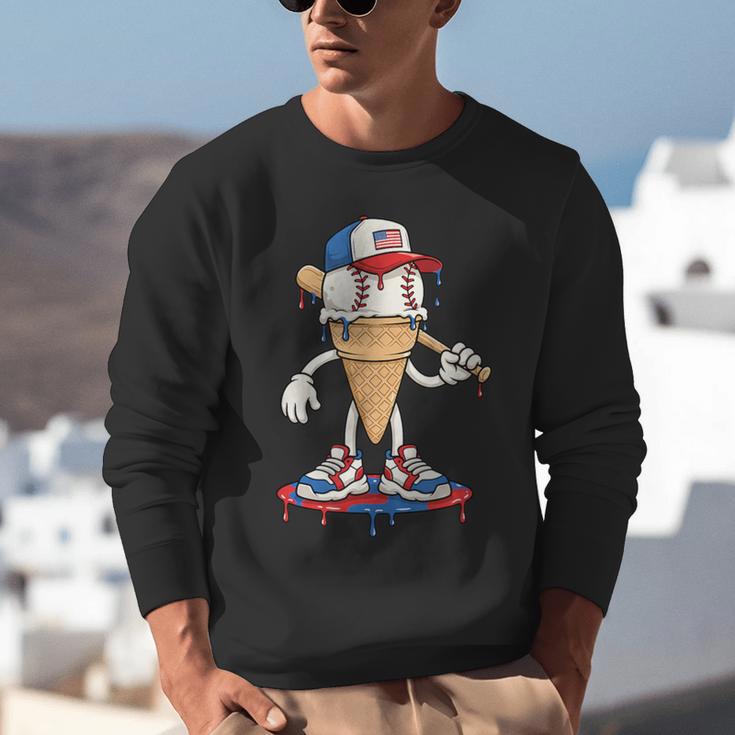 USA Patriotic Baseball Ice Cream Cone Freedom Unisex Sweatshirt USA Patriotic Baseball Ice Cream Cone Freedom Unisex Sweatshirt
