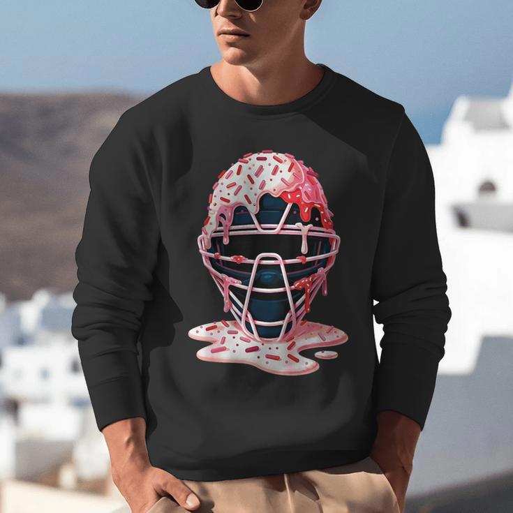 Valentine Baseball Catcher Mask Ice Cream Drip Tee For Boys Unisex Sweatshirt Valentine Baseball Catcher Mask Ice Cream Drip Tee For Boys Unisex Sweatshirt