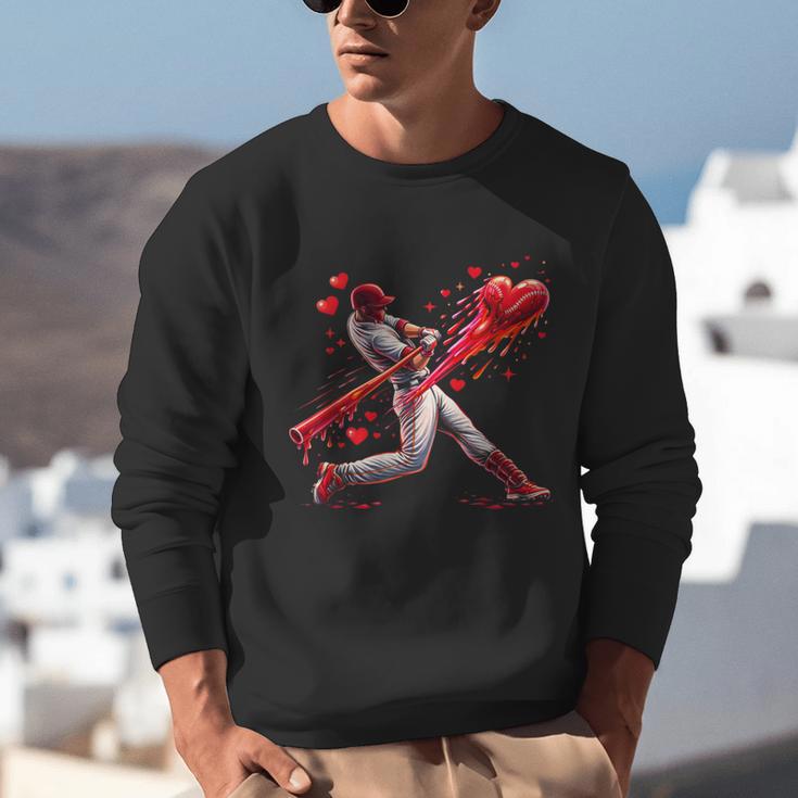 Valentine Baseball Player Drip Unisex Sweatshirt Valentine Baseball Player Drip Unisex Sweatshirt