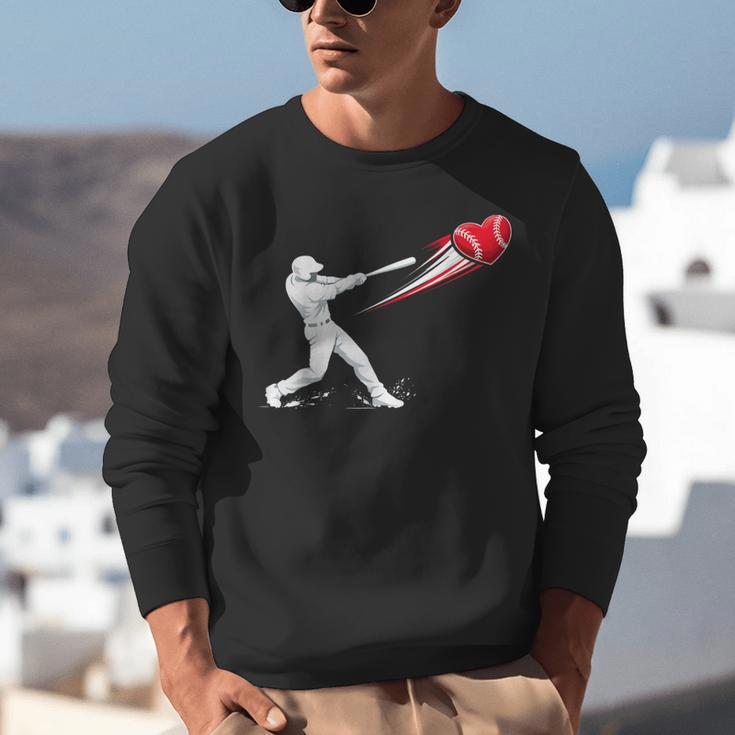 Valentines Day Baseball Batter Silhouette Heart Unisex Sweatshirt Valentines Day Baseball Batter Silhouette Heart Unisex Sweatshirt