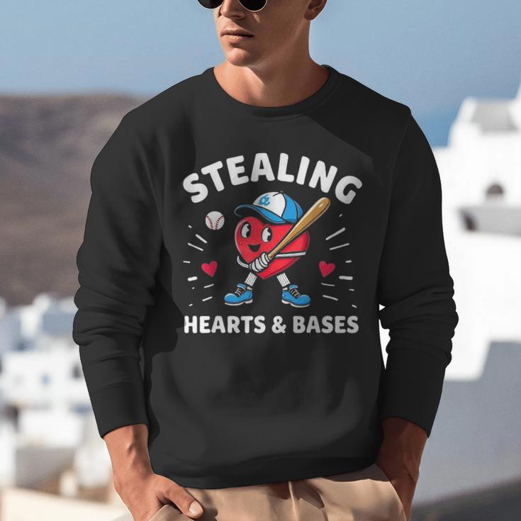 Valentines Day Baseball Stealing Hearts Bases Boys Kids Men Unisex Sweatshirt Valentines Day Baseball Stealing Hearts Bases Boys Kids Men Unisex Sweatshirt