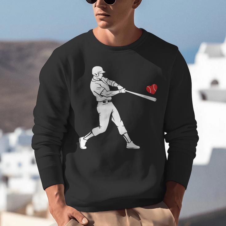 Valentines US Baseball Player Silhouette Heart Unisex Sweatshirt