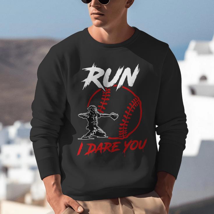 Vintage Baseball Catcher Boys Go Ahead Run I Dare You Unisex Sweatshirt Vintage Baseball Catcher Boys Go Ahead Run I Dare You Unisex Sweatshirt