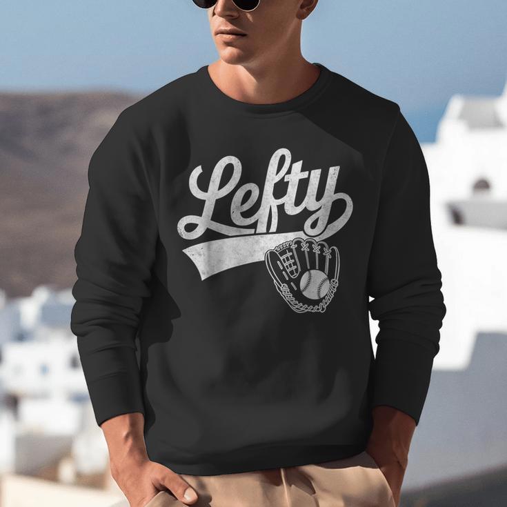Vintage Baseball Tee Lefty Left Handed Baseball Player Unisex Sweatshirt