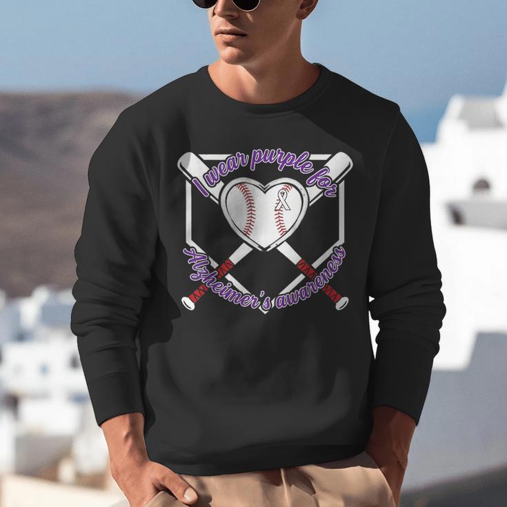 I Wear Purple For Alzheimers Awareness Baseball Heart Ribbon Unisex Sweatshirt I Wear Purple For Alzheimers Awareness Baseball Heart Ribbon Unisex Sweatshirt