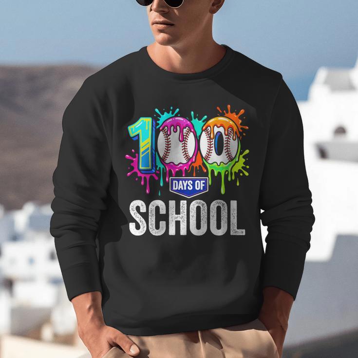 Women's 100 Days Of School Dripping Baseball Boys Kids Teacher Unisex Sweatshirt Women's 100 Days Of School Dripping Baseball Boys Kids Teacher Unisex Sweatshirt
