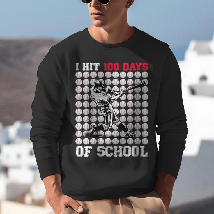 Women's I Hit 100 Days Of School Baseball 100th Day Boys Kids Unisex Sweatshirt