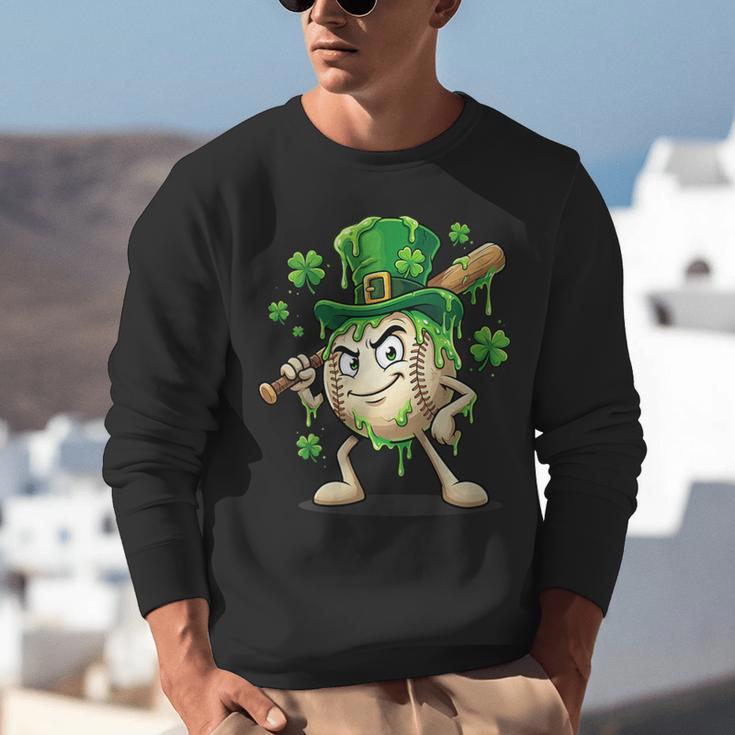 Women's St Patricks Day Baseball Leprechaun Shamrock Player Boys Kid Unisex Sweatshirt