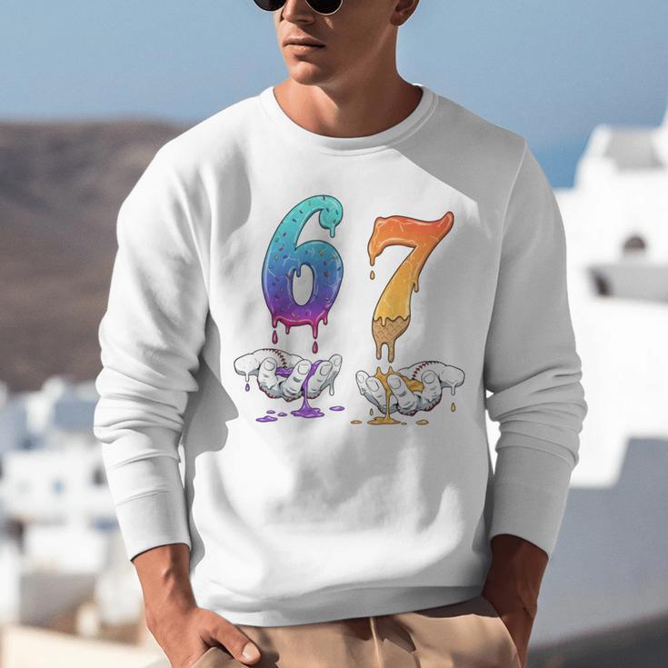 67 Meme Baseball Kids Girls Humor Number 6 7 Unisex Sweatshirt