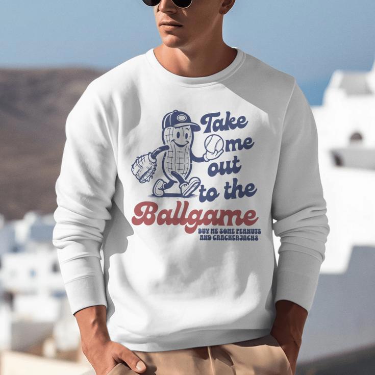 Take Me Out To The Ball Game Retro Peanuts Baseball Sports Unisex Sweatshirt