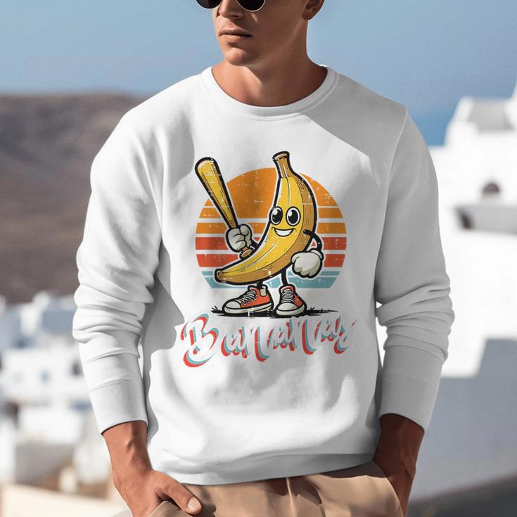Bananas Baseball Sunset Retro Fruit Sports Boys Kids Men Premium Tri-Blend Unisex Sweatshirt