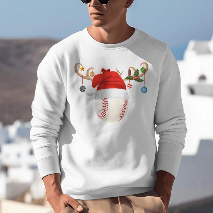 Baseball Christmas Reindeer Santa Hat Sports Player Xmas Unisex Sweatshirt Baseball Christmas Reindeer Santa Hat Sports Player Xmas Unisex Sweatshirt