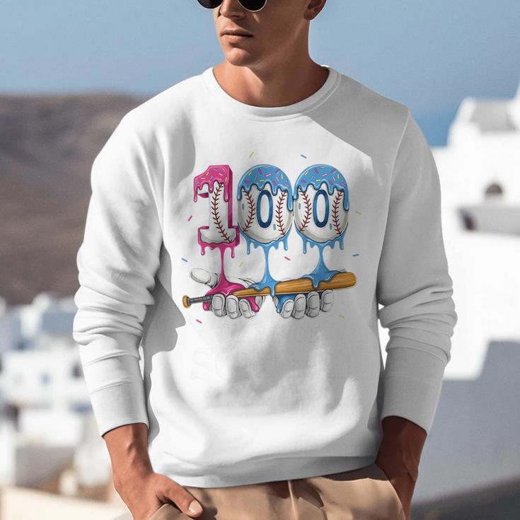 Baseball Player 100 Days Of School Sports Ice Cream Drip Premium Tri-Blend Unisex Sweatshirt