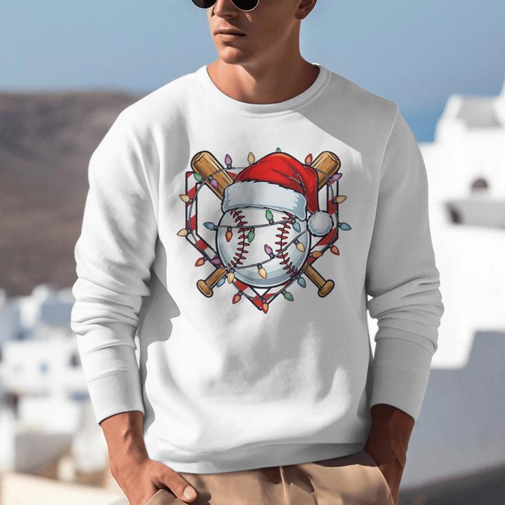 Christmas Baseball Santa Hat For Baseball Players Fans Unisex Sweatshirt