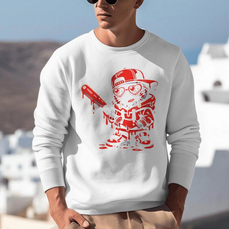 Drippy Baseball Mascot Valentine Heart Glasses Cartoon Unisex Sweatshirt Drippy Baseball Mascot Valentine Heart Glasses Cartoon Unisex Sweatshirt