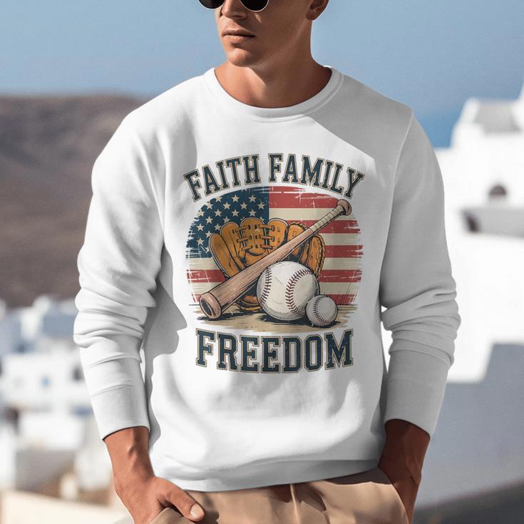 Faith Family Freedom Patriotic Christian Baseball Game Day Unisex Sweatshirt Faith Family Freedom Patriotic Christian Baseball Game Day Unisex Sweatshirt