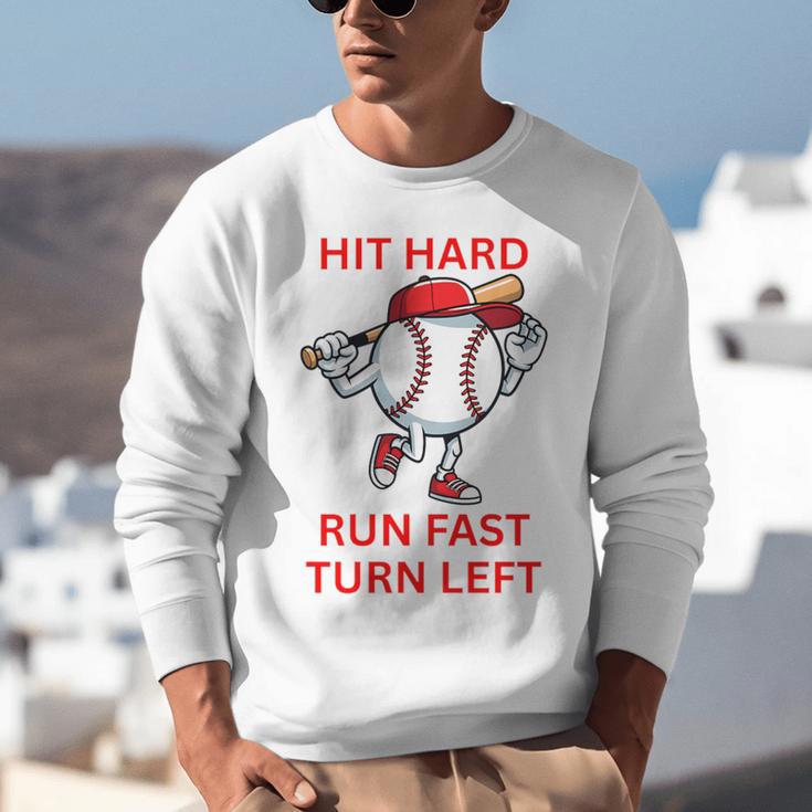 Hit Hard Run Fast Turn Left Baseball Player Premium Tri-Blend Unisex Sweatshirt Hit Hard Run Fast Turn Left Baseball Player Premium Tri-Blend Unisex Sweatshirt