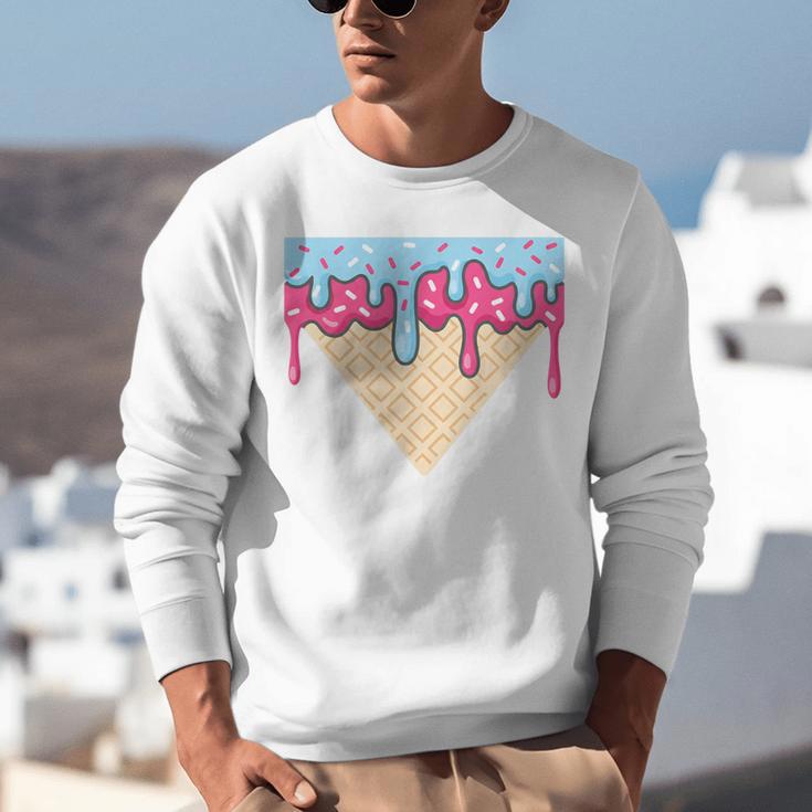 Ice Cream Baseball Cone Dripping Sprinkles Kids Boys Summer Premium Tri-Blend Unisex Sweatshirt