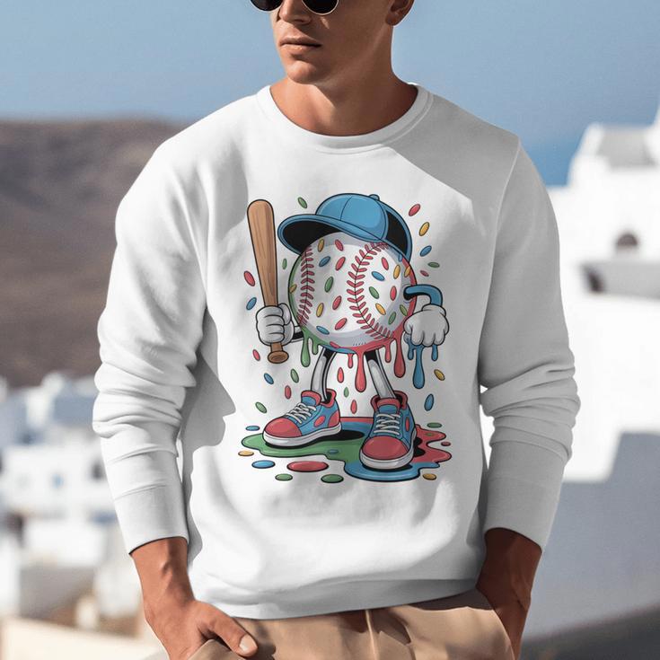Melting Slime Sprinkle Baseball Mascot With Bat Unisex Sweatshirt Melting Slime Sprinkle Baseball Mascot With Bat Unisex Sweatshirt