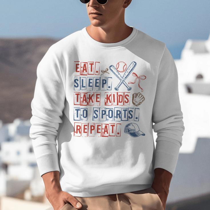 Retro Eat Sleep Take Kids To Sports Repeat Game Day Baseball Unisex Sweatshirt Retro Eat Sleep Take Kids To Sports Repeat Game Day Baseball Unisex Sweatshirt