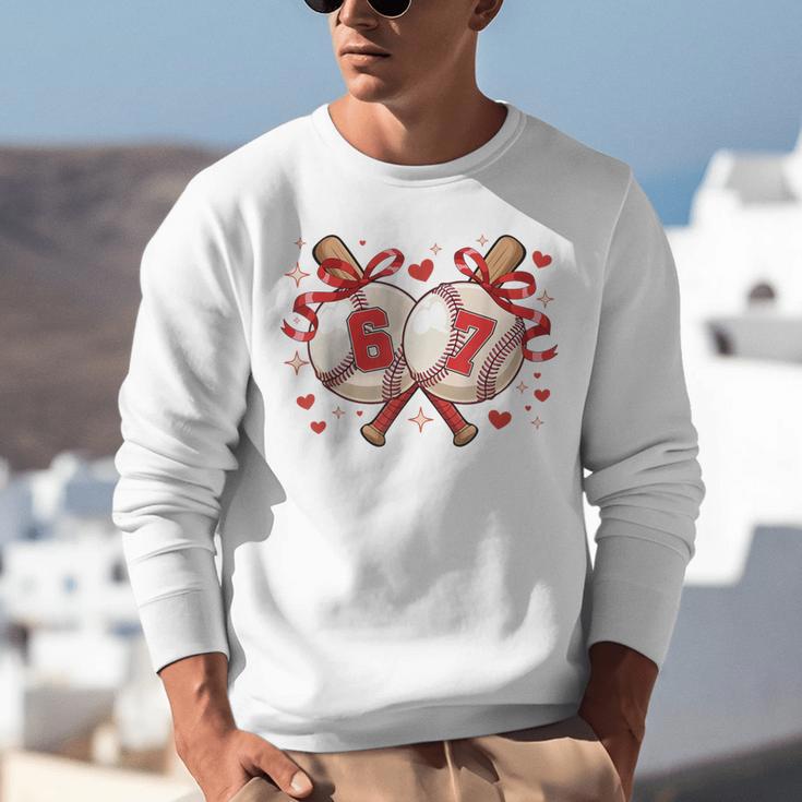 Six Seven 67 Meme Baseball Coquette Bow Valentine Unisex Sweatshirt Six Seven 67 Meme Baseball Coquette Bow Valentine Unisex Sweatshirt
