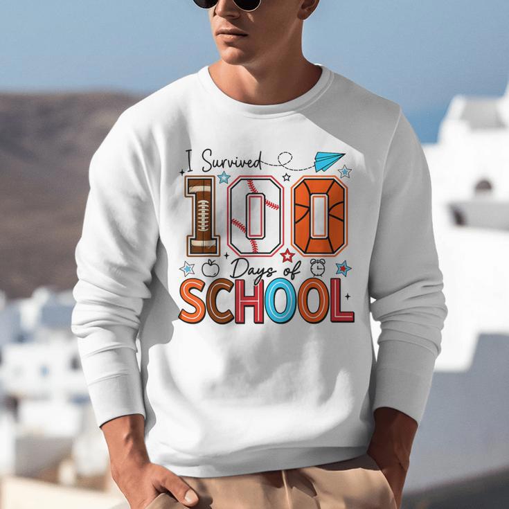 I Survived 100 Days Baseball Football Basketball School Kids Unisex Sweatshirt