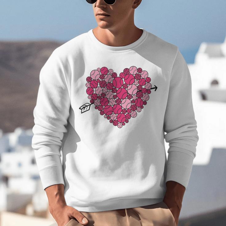 Valentine's Day Baseball Heart Softball Player Sports Lover Unisex Sweatshirt