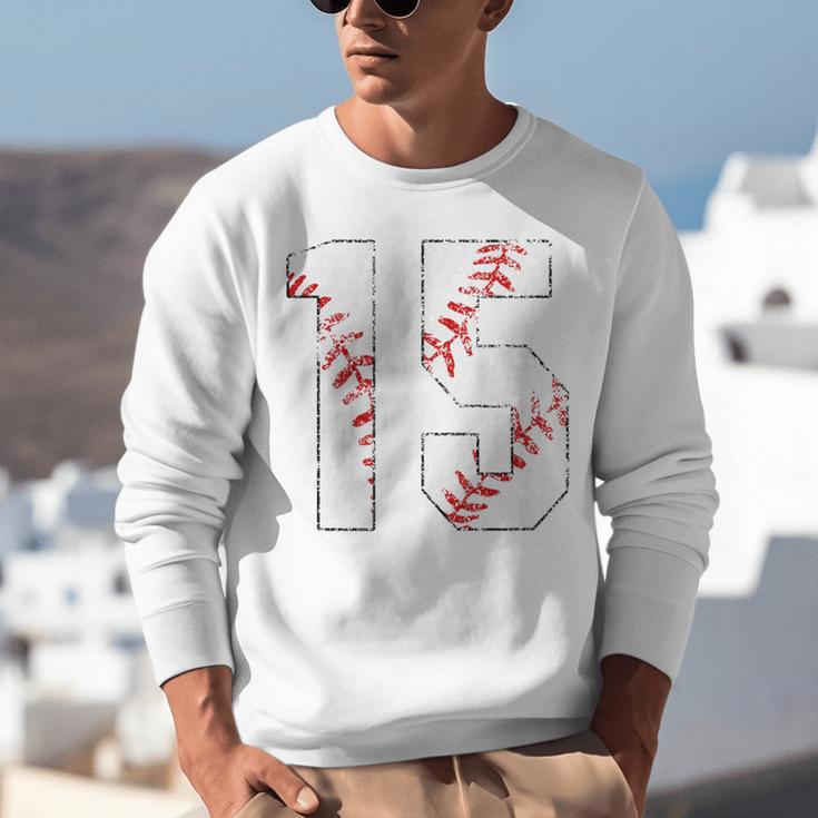 Vintage Distressed Baseball Number 15 Jersey Player Uniform Unisex Sweatshirt Vintage Distressed Baseball Number 15 Jersey Player Uniform Unisex Sweatshirt