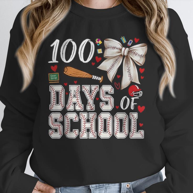 100 Days Of School Baseball 100th Day Of School Coquette Bow Unisex Sweatshirt 100 Days Of School Baseball 100th Day Of School Coquette Bow Unisex Sweatshirt
