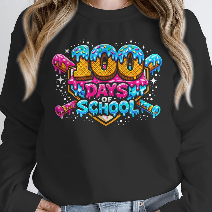 100 Days Of School Baseball Drip Ice Cream Costume Teachers Unisex Sweatshirt