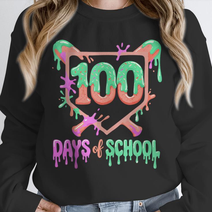 100 Days Of School Baseball Ice Cream Drip 100th Day Player Unisex Sweatshirt
