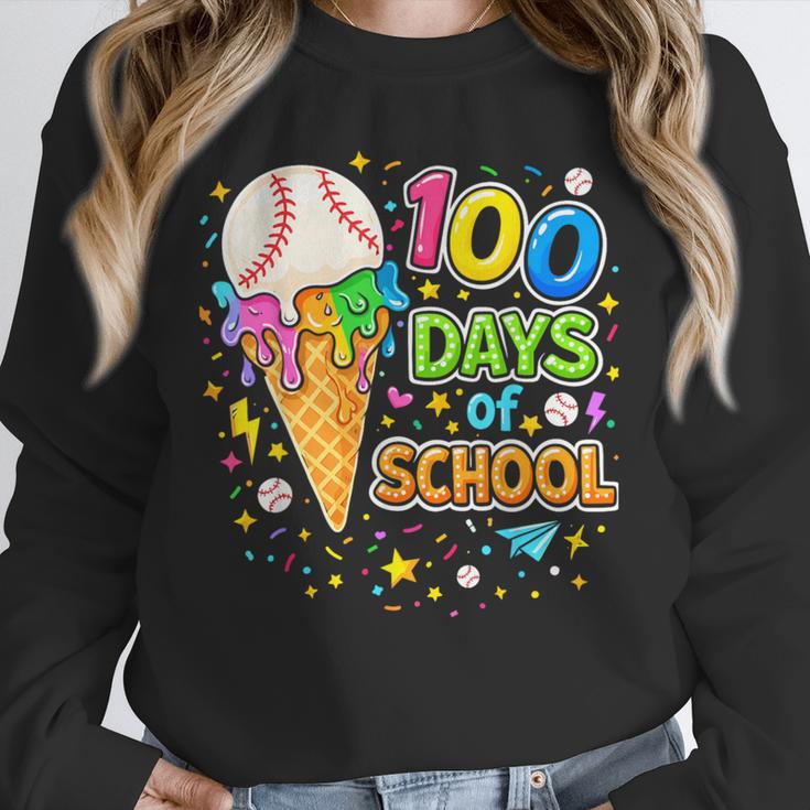 100 Days Of School Baseball Ice Cream Drip Boys Kids Player Unisex Sweatshirt