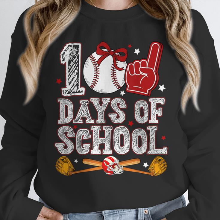 100 Days Of School Cute Bow Baseball Boy Girl Teacher Unisex Sweatshirt