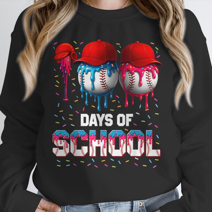 100 Days Of School Dripping Baseball 100th Day Teacher Boy Unisex Sweatshirt