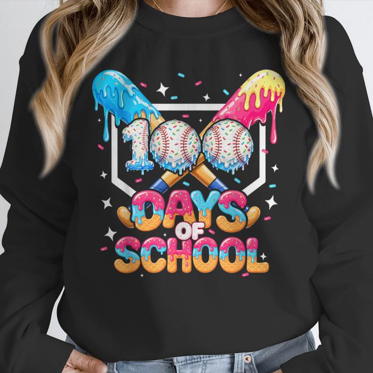 100 Days Of School Ice Cream Baseball Player For Kids Boys Unisex Sweatshirt