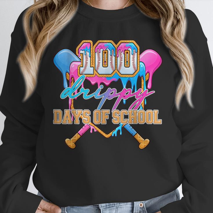 100 Drippy Days Of School Baseball Ice Cream Drip Boys Kids Unisex Sweatshirt