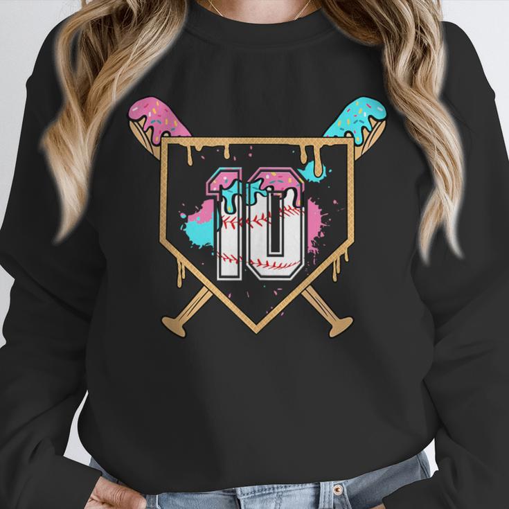 10th Birthday Baseball Bat Ice-Cream Drip 10yrs Old Boys Unisex Sweatshirt