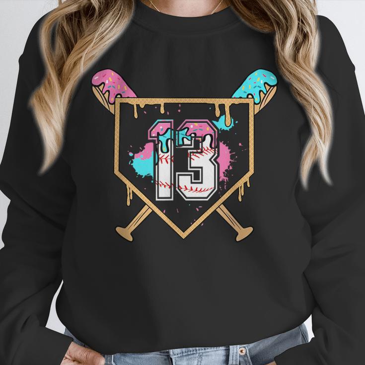 13th Birthday Baseball Bat Ice-Cream Drip 13yrs Old Boy Kid Unisex Sweatshirt
