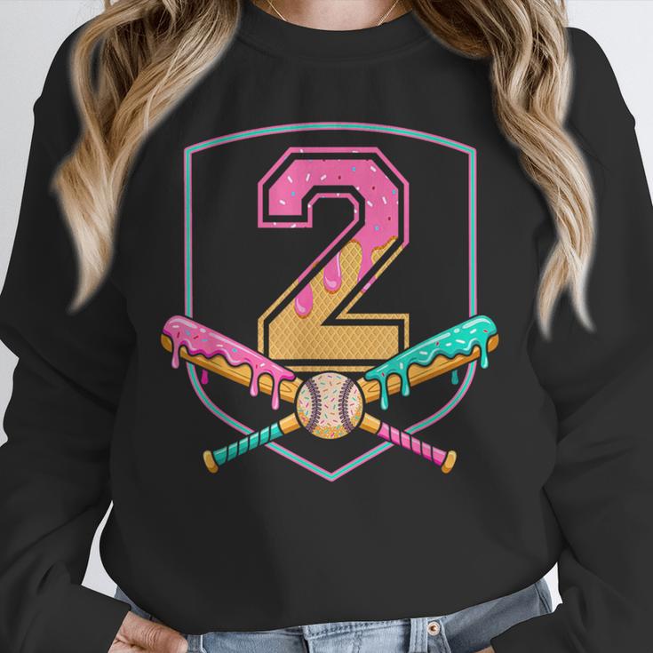 2nd Birthday Baseball Bat Ice-Cream Drip 2yrs Old Boys Kids Unisex Sweatshirt 2nd Birthday Baseball Bat Ice-Cream Drip 2yrs Old Boys Kids Unisex Sweatshirt