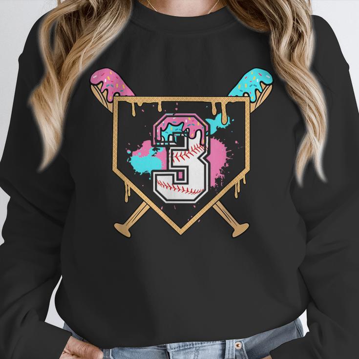 3rd Third Birthday Baseball Bat Ice-Cream Drip 3yrs Old Boys Unisex Sweatshirt 3rd Third Birthday Baseball Bat Ice-Cream Drip 3yrs Old Boys Unisex Sweatshirt