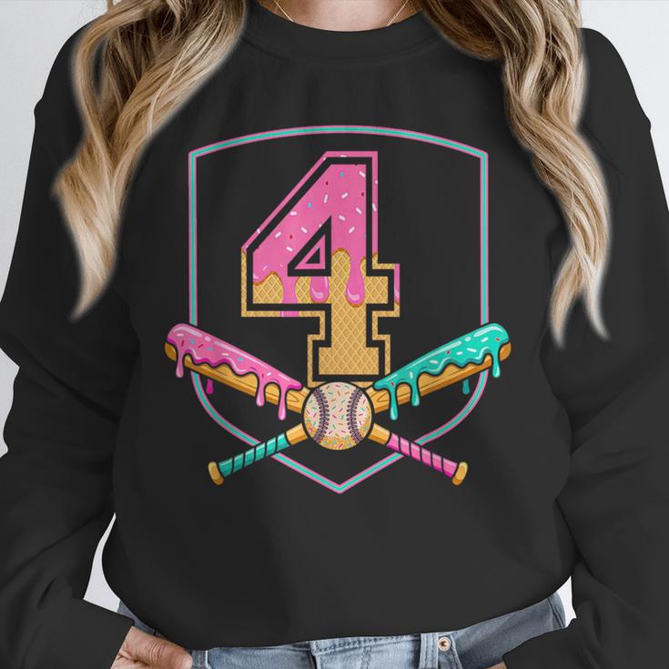 4th Birthday Baseball Bat Ice-Cream Drip 4yrs Old Boys Girls Unisex Sweatshirt 4th Birthday Baseball Bat Ice-Cream Drip 4yrs Old Boys Girls Unisex Sweatshirt