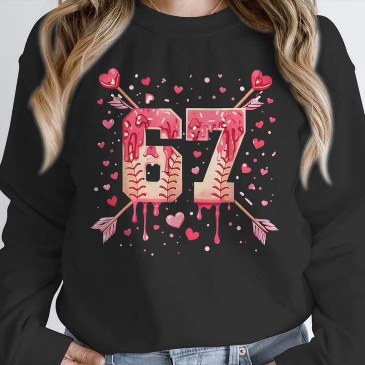 6 7 Melting Number Arrow Baseball Drip Valentine's Day Unisex Sweatshirt