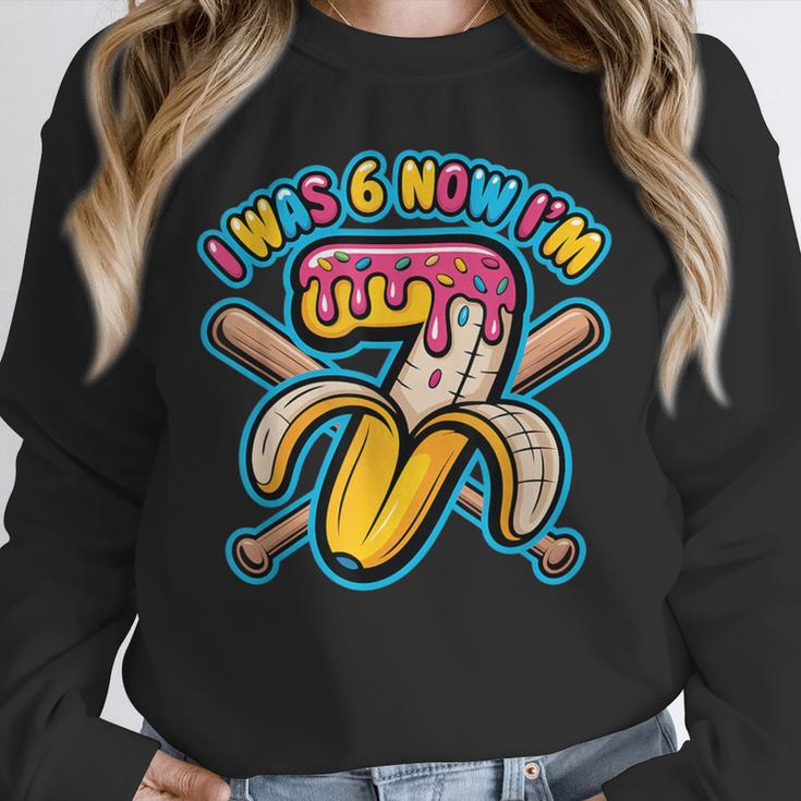 I Was 6 Now I’m 7 Banana Drip Birthday Baseball Unisex Sweatshirt I Was 6 Now I’m 7 Banana Drip Birthday Baseball Unisex Sweatshirt