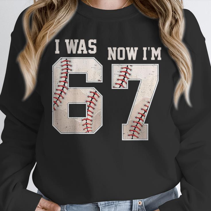 I Was 6 Now I'm 7 Year Old Birthday 67 Meme Baseball Bday Unisex Sweatshirt
