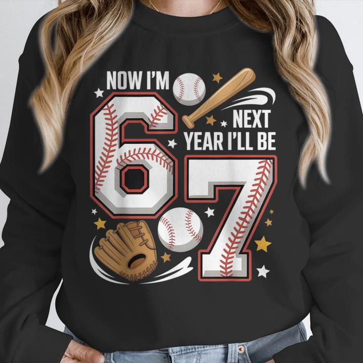 6 Year Old Birthday 67 Trend Baseball Now I’m 6 Next Year 7 Unisex Sweatshirt