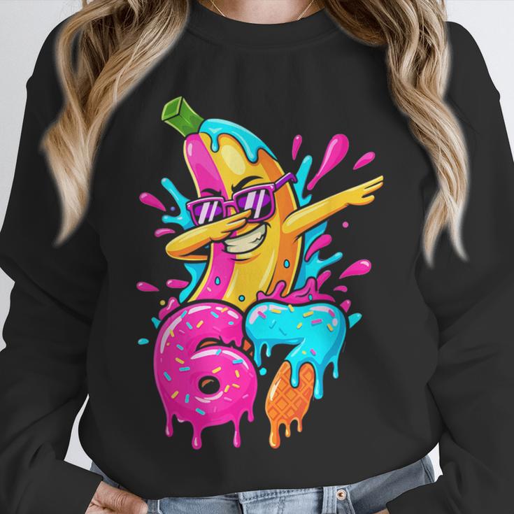 67 Baseball Dabbing Banana 6 7 Dripping Ice Cream Meme Unisex Sweatshirt