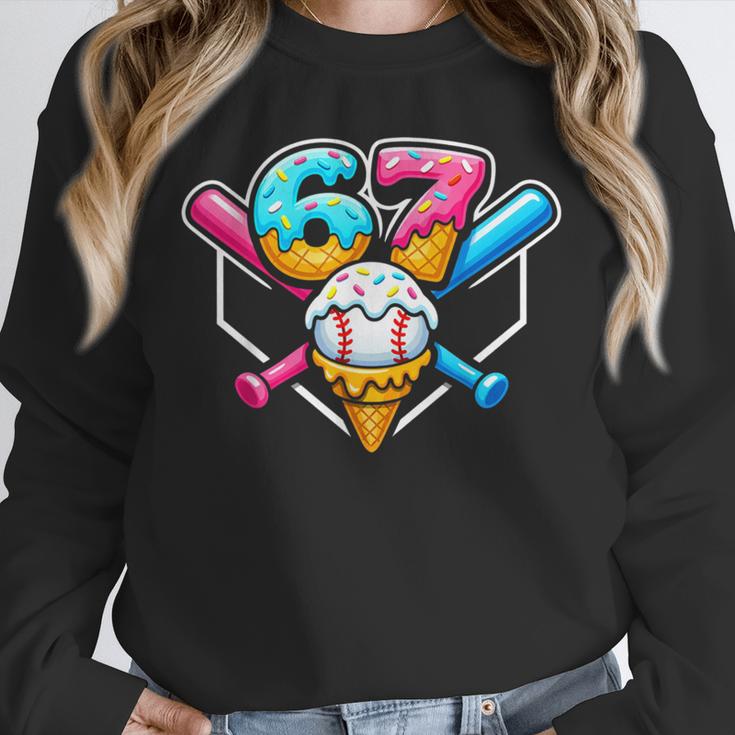 67 Ice Cream Drip Baseball Meme Six Seven Gen Alpha Slang Unisex Sweatshirt